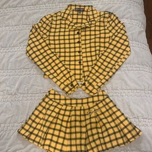 Clueless Cher Costume Yellow black plaid jacket & skirt suit Cosplay XS X-Small